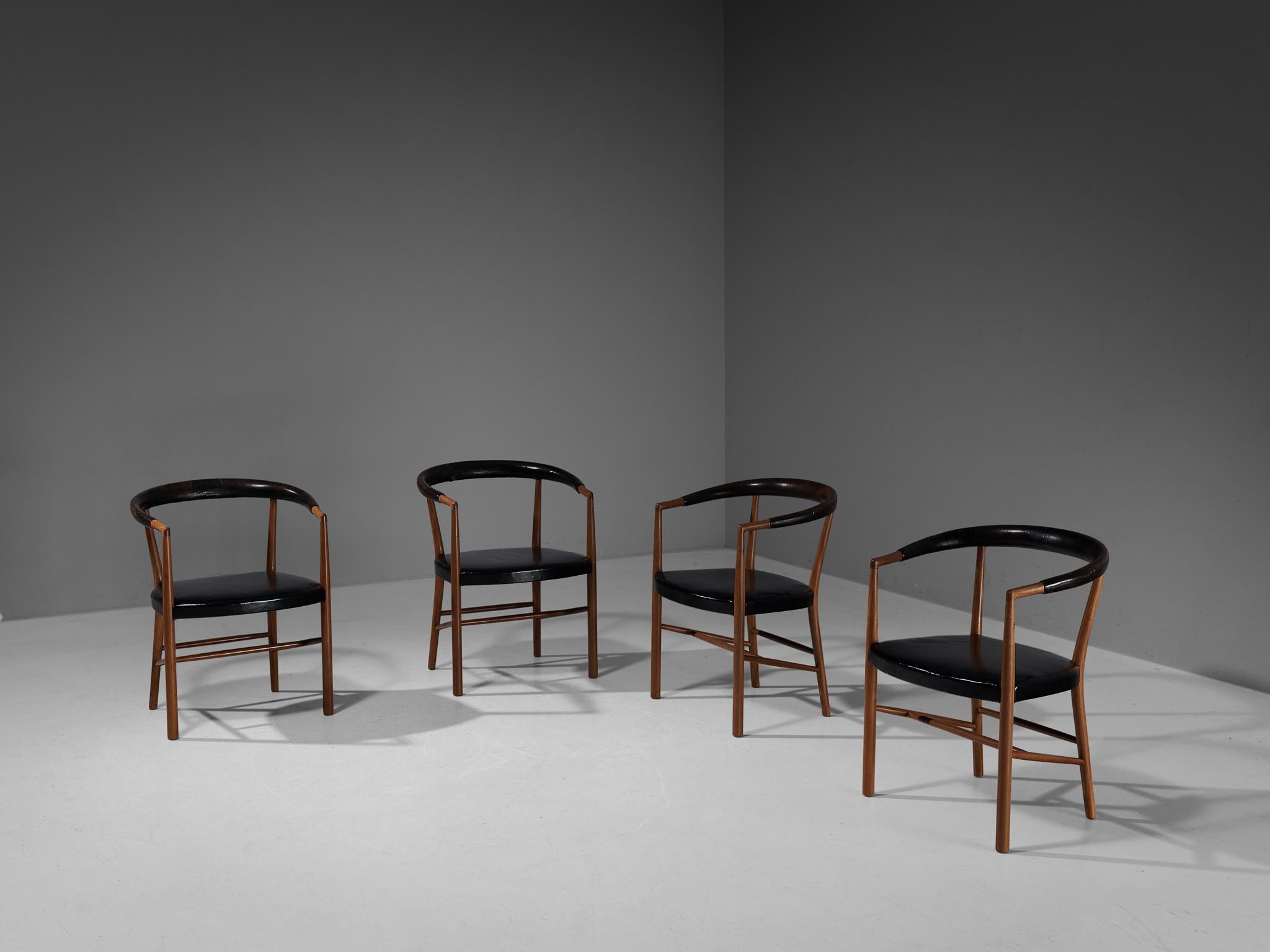 Jacob Kjær 'UN' Set of Four Armchairs with Original Leather 4