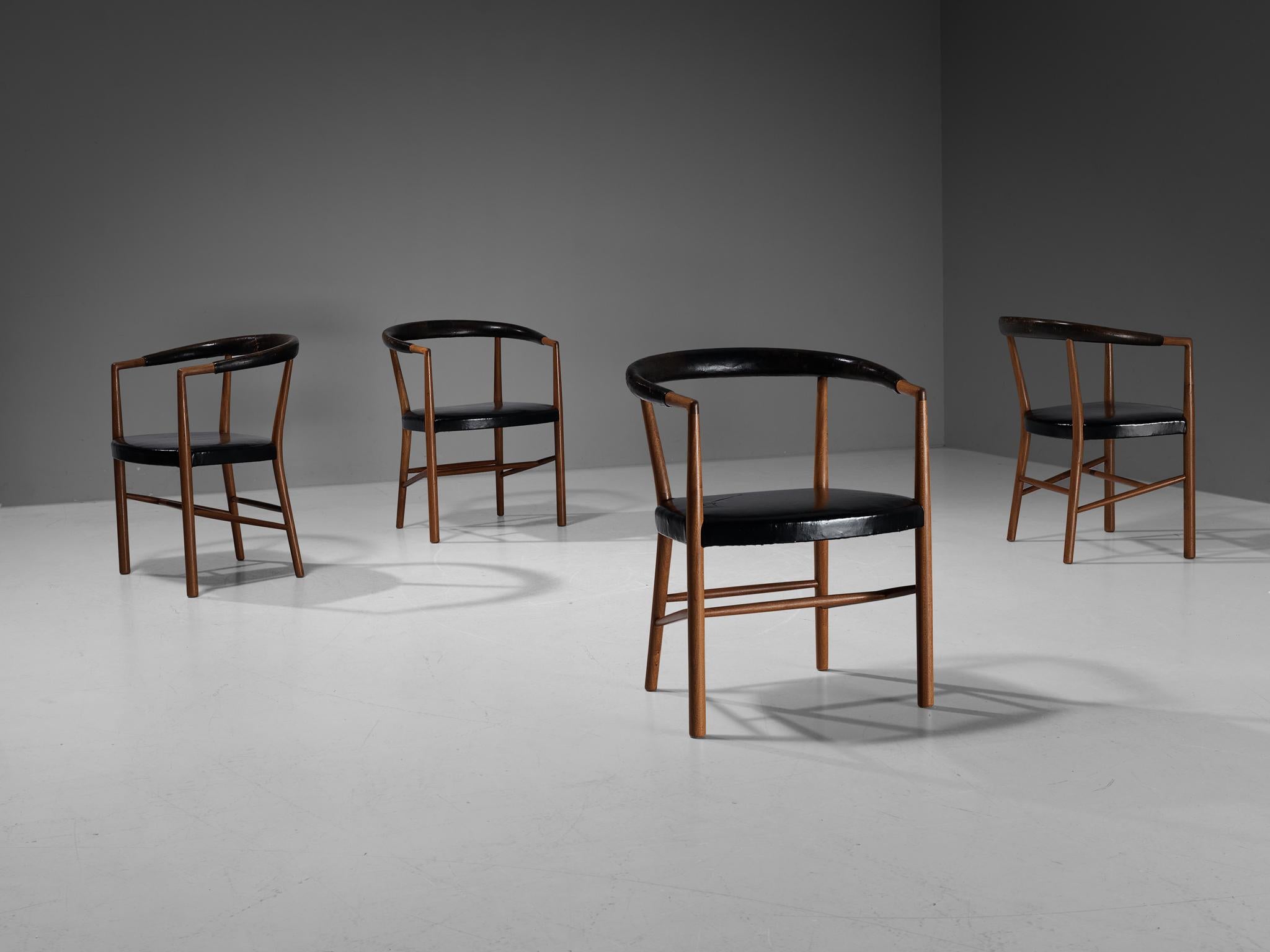 Jacob Kjær 'UN' Set of Four Armchairs with Original Leather 1