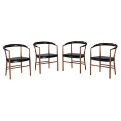 Jacob Kjær 'UN' Set of Four Armchairs with Original Leather 