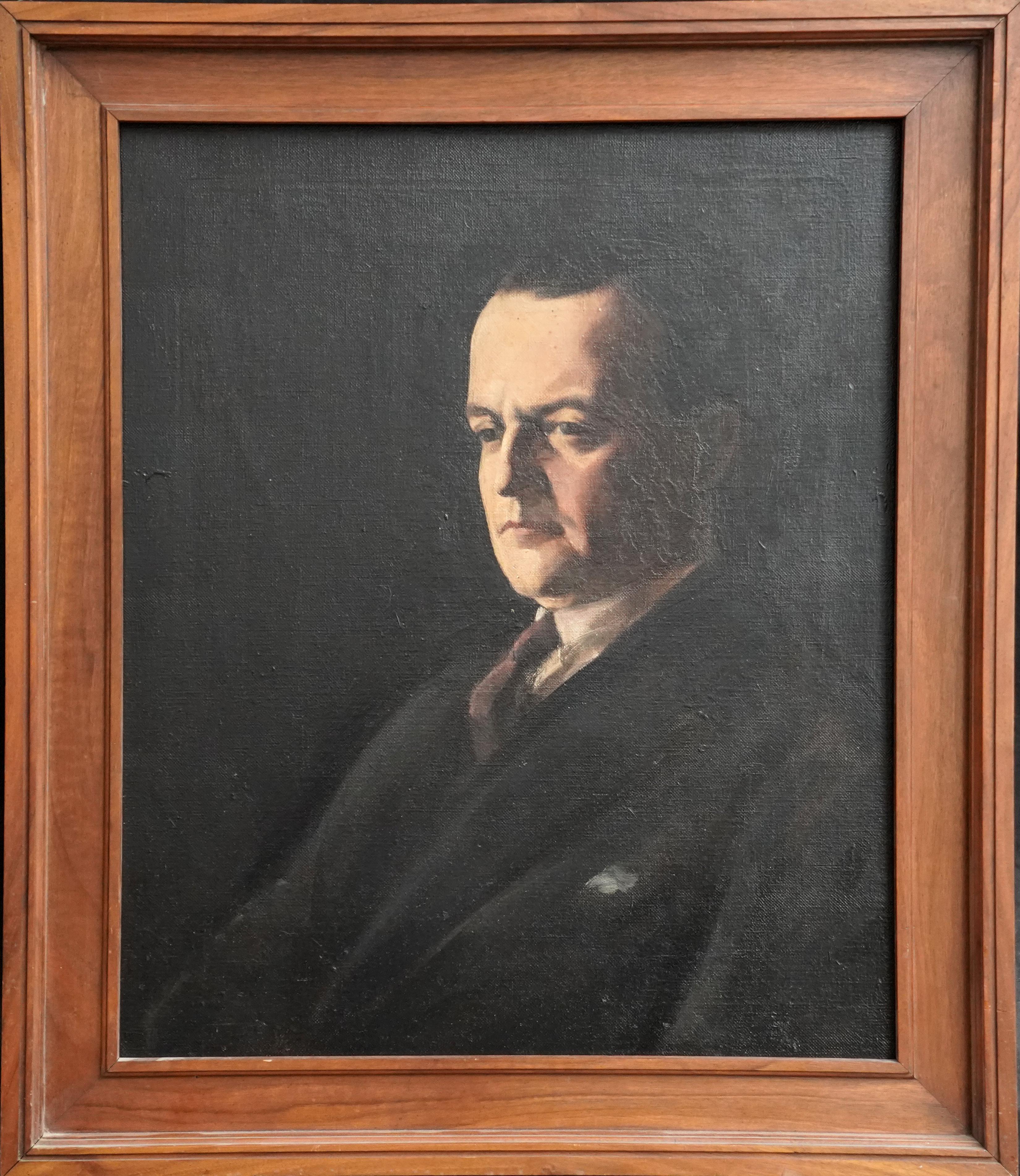 Portrait Painting JACOB KRAMER - Portrait de George Hopkinson - Peinture à l'huile masculine britannique de l'art juif russe des années 20