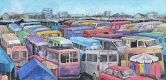 Used Kaneshie lorry station, Painting, Acrylic on Canvas
