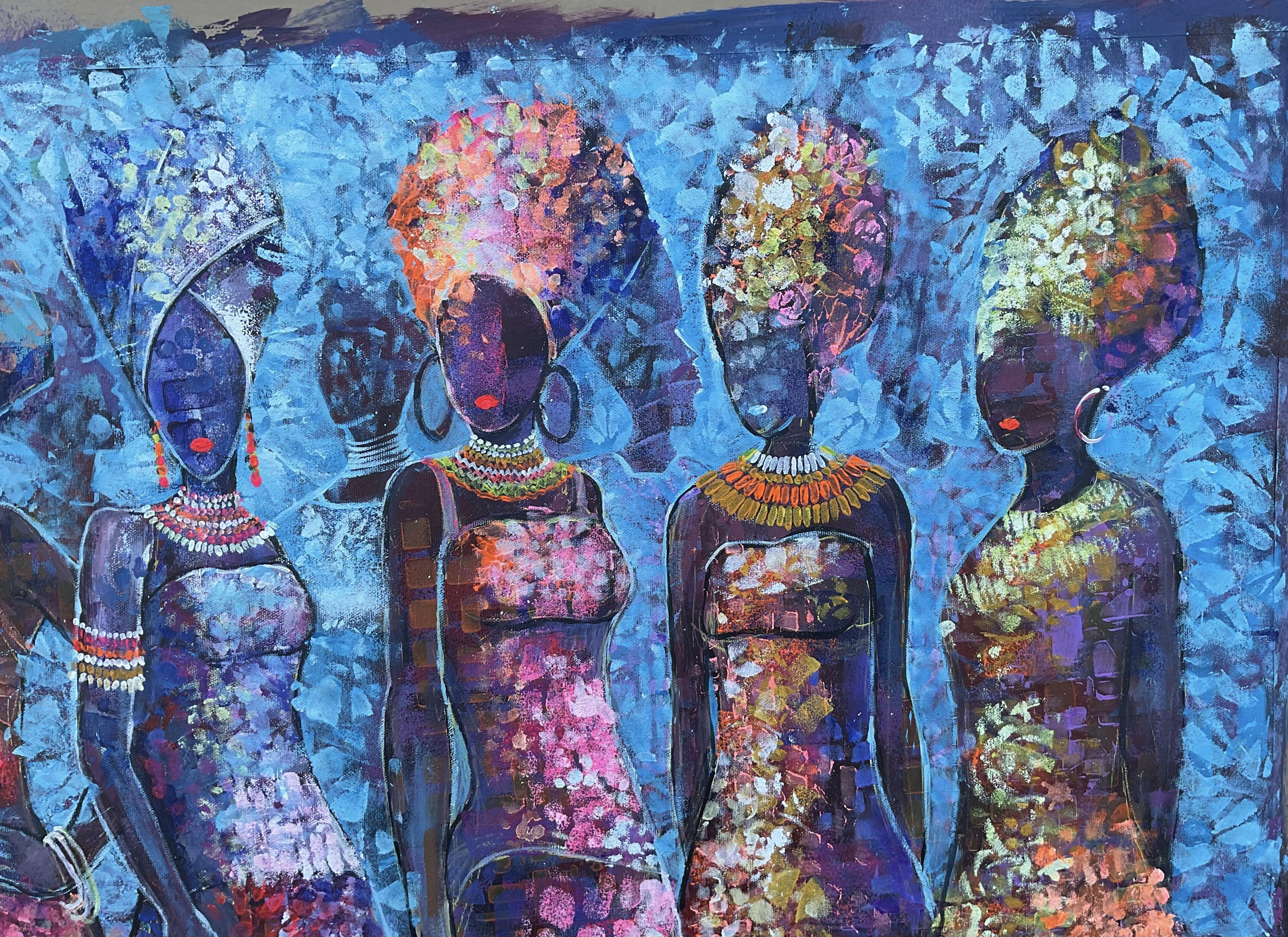 Shapely poses, Painting, Acrylic on Canvas For Sale 1