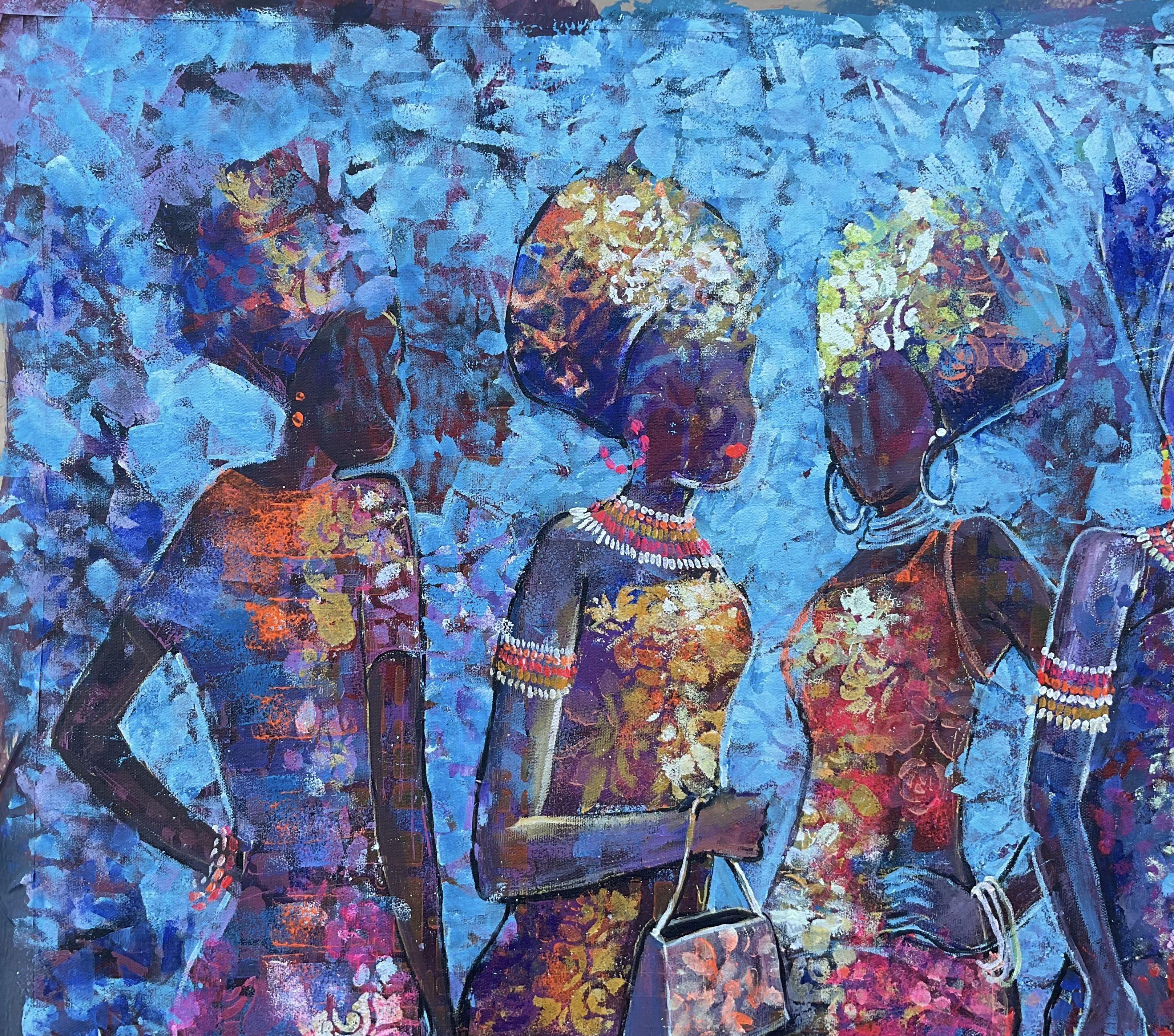 Shapely poses, Painting, Acrylic on Canvas For Sale 2