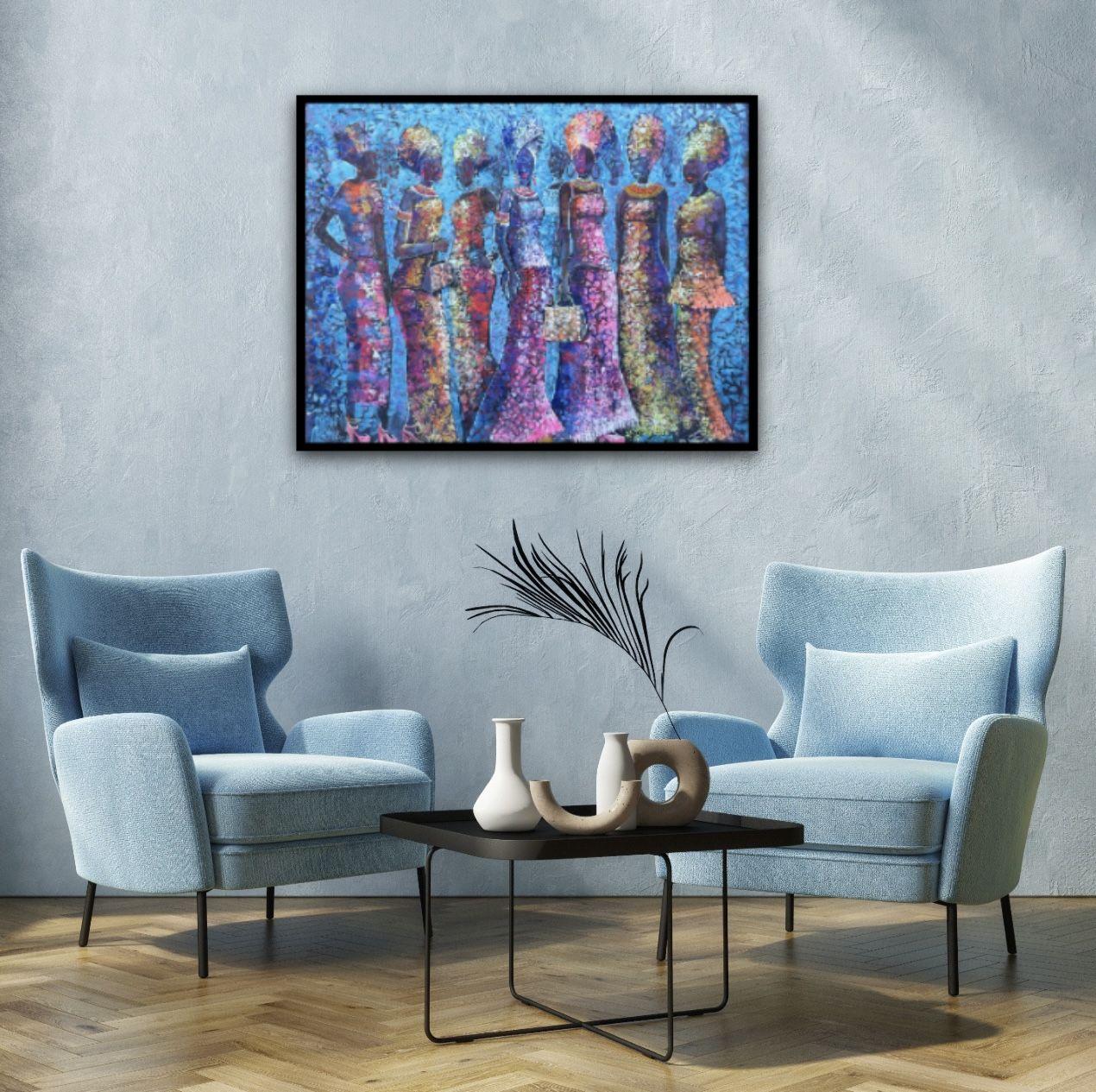 Shapely poses, Painting, Acrylic on Canvas For Sale 4