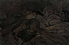 "Boxen", Vintage geschnitzt Holzschnitt Relief-Skulptur