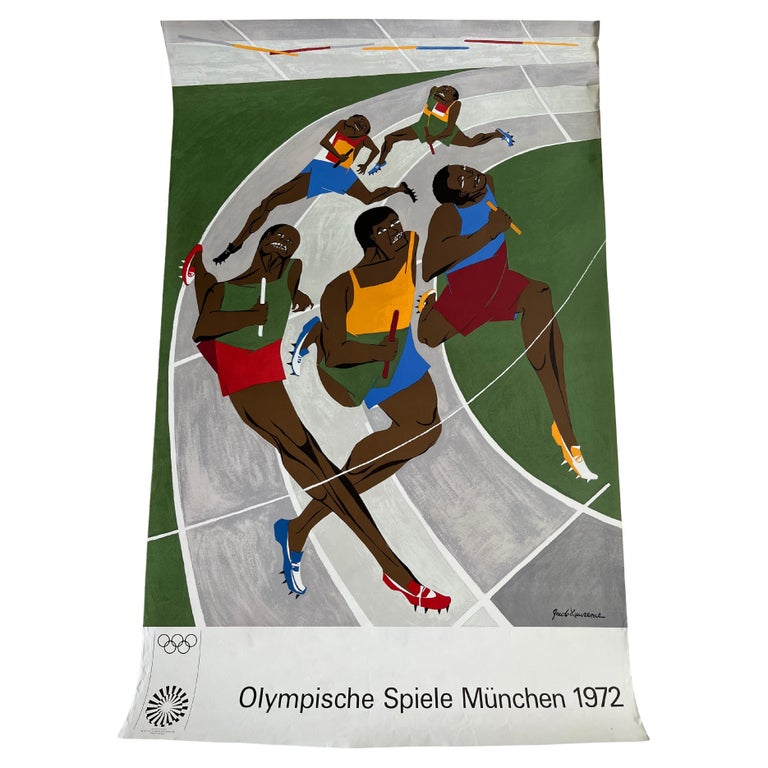 Jacob Lawrence Poster The Relay Race Lithograph Olympic Games Munich 1972  For Sale at 1stDibs | jacob lawrence olympic poster