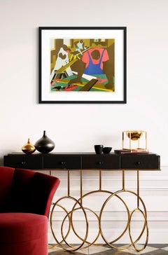 Jacob Lawrence, « Carpenters », 1997, lithographie signée, édition limitée à 300 exemplaires