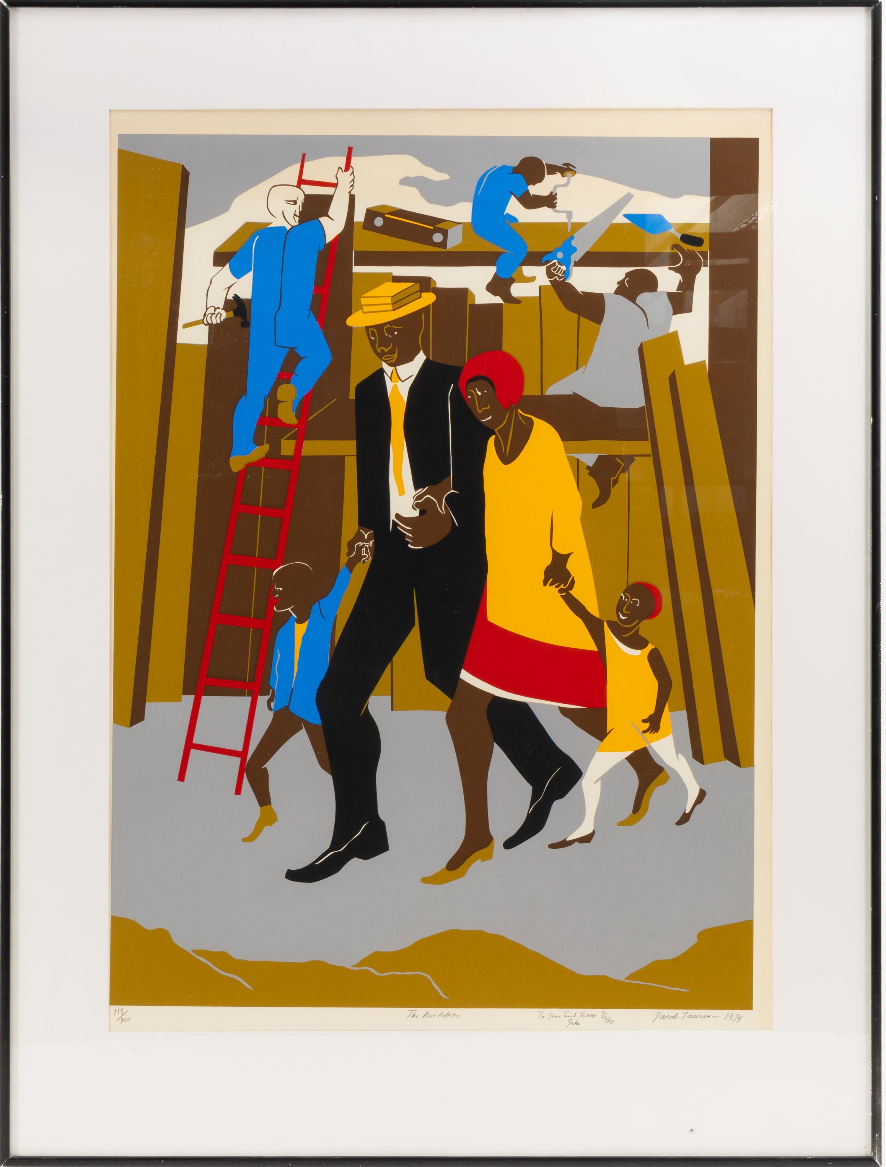 Jacob Lawrence: „The Builders (The Family)“, 1974, signierter Siebdruck