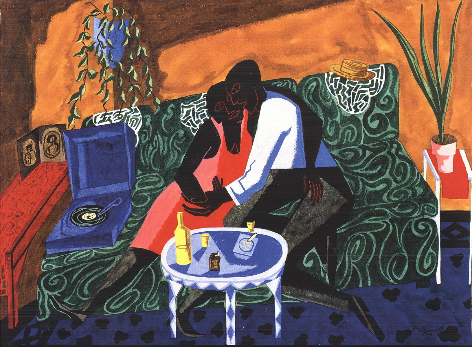 Jacob Lawrence 'The Lovers' 1995- Offset Lithograph For Sale 1