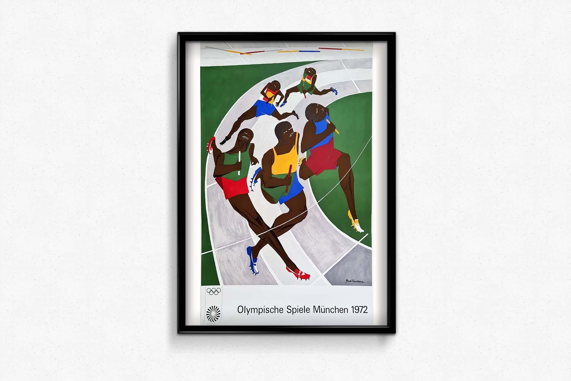 Original poster made in 1972 by Jacob Lawrence to promote the Olympic Games that took place in Munich that year.

Jacob Lawrence's bold, graphic paintings give their African American subjects great emotional depth. The artist's socially engaged and