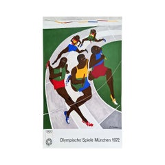 Original poster made in 1972 by Jacob Lawrence for the Munich Olympic Games