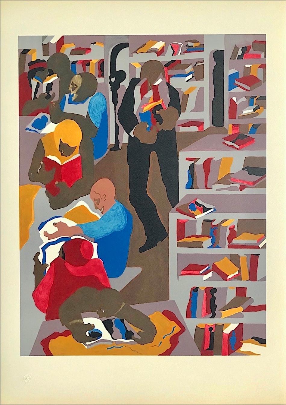 SCHOMBURG LIBRARY Lithograph, African American History, Black Culture, Books - Print by Jacob Lawrence