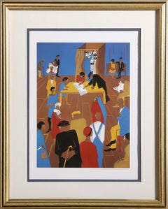 The 1920's, The Migrants Cast Their Ballots, Modern Lithograph by Jacob Lawrence