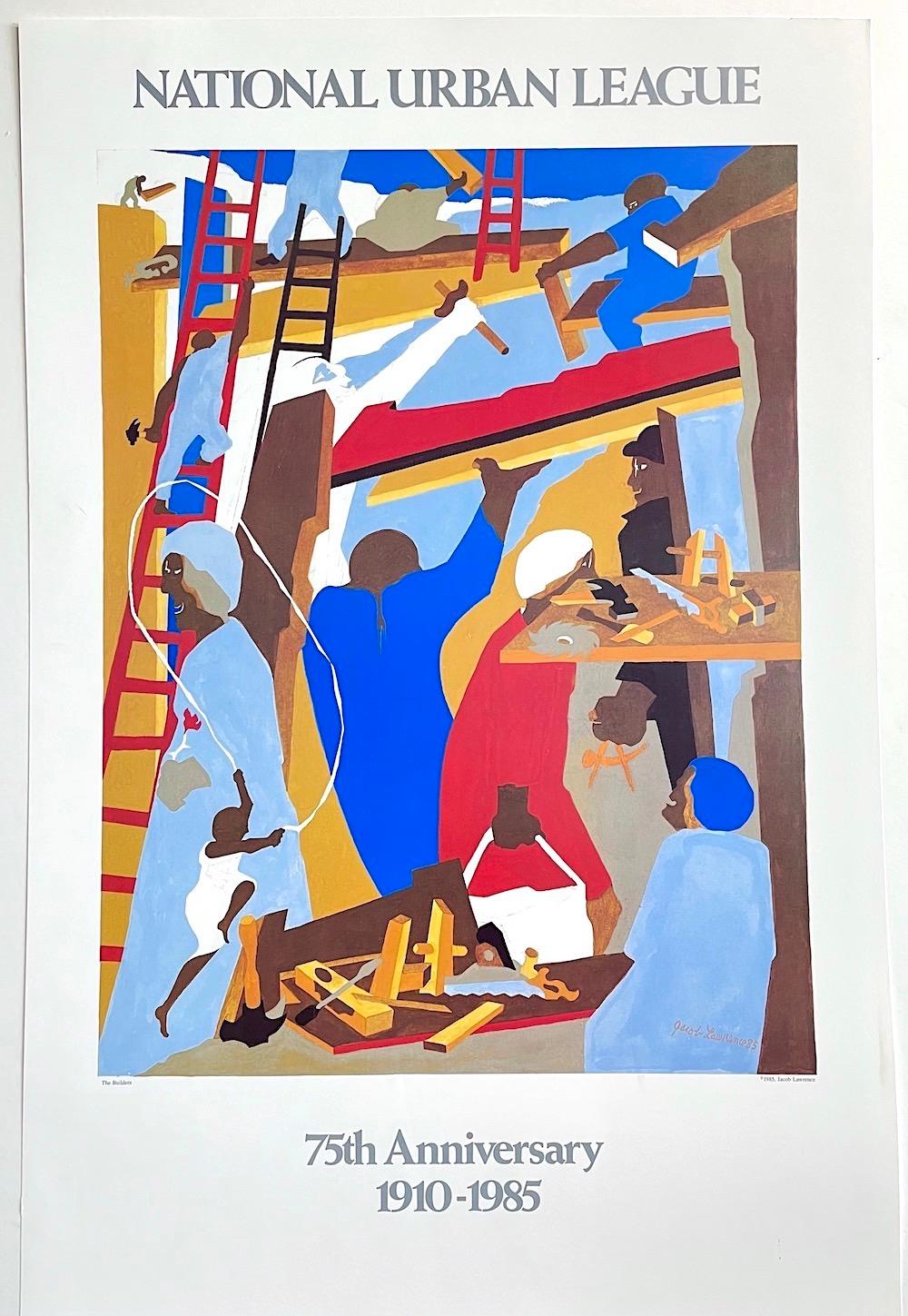 JACOB LAWRENCE
THE BUILDERS 1985
Commemorative Poster - National Urban League 75th Anniversary 1910-1985, original 1985 printing
Poster size -  35.25 x 23 inches, unframed, unsigned
Image size - 23.75 x 19 in.

THE BUILDERS is a specially