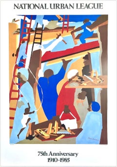 Vintage THE BUILDERS 1985 National Urban League Commemorative Art Poster, 1st Edition