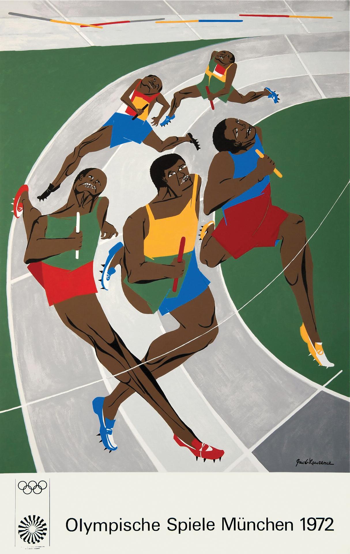 The Relay Race" — Original Olympic Poster, Munich — Black American Artist