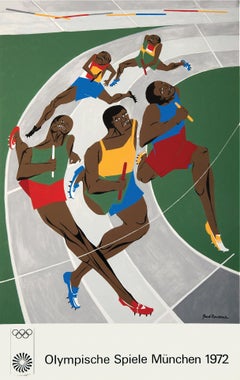The Relay Race" — Original Olympic Poster, Munich — Black American Artist