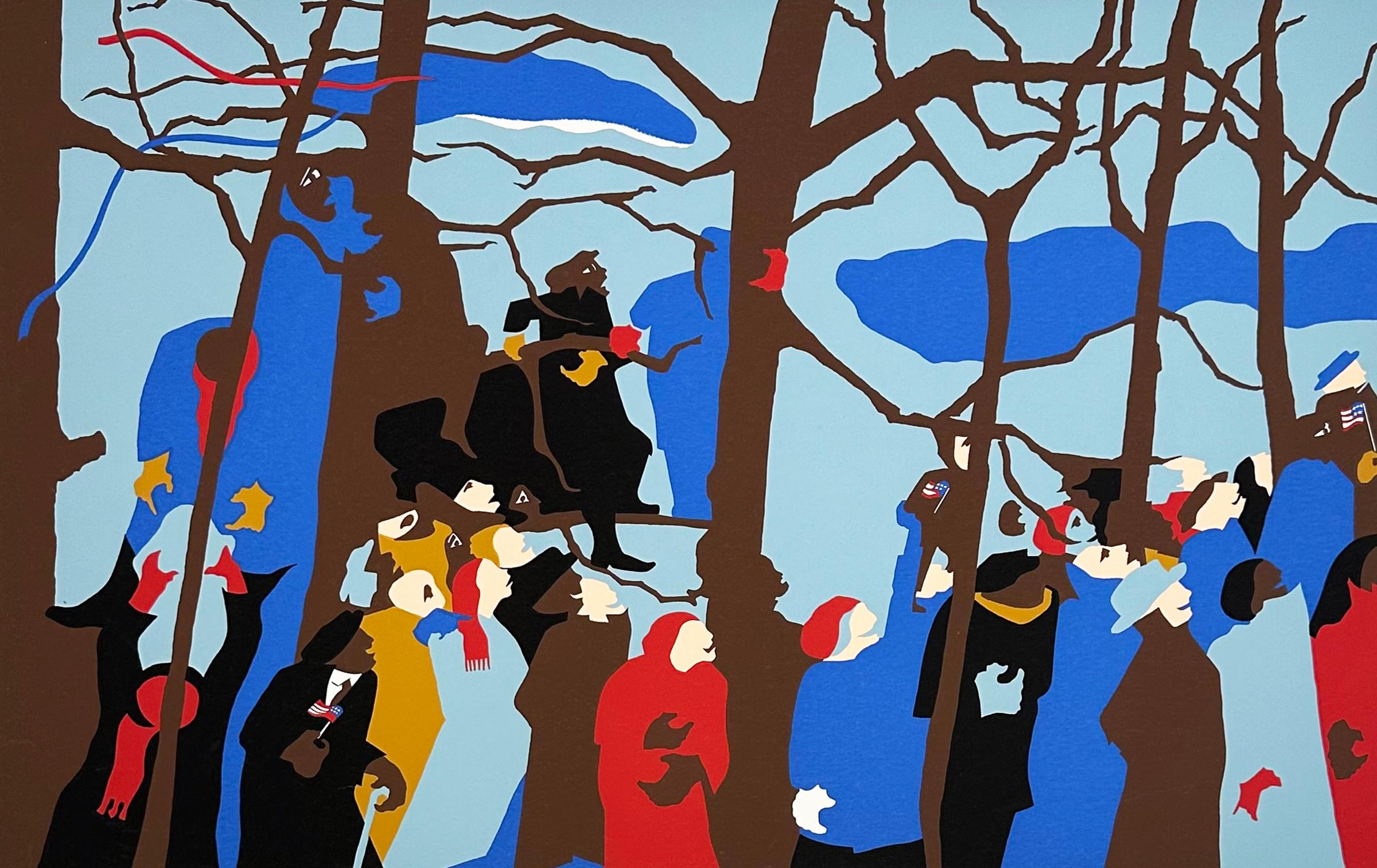 Jacob Lawrence Abstract Print – The Swearing In, from 1977 Inaugural Impressions
