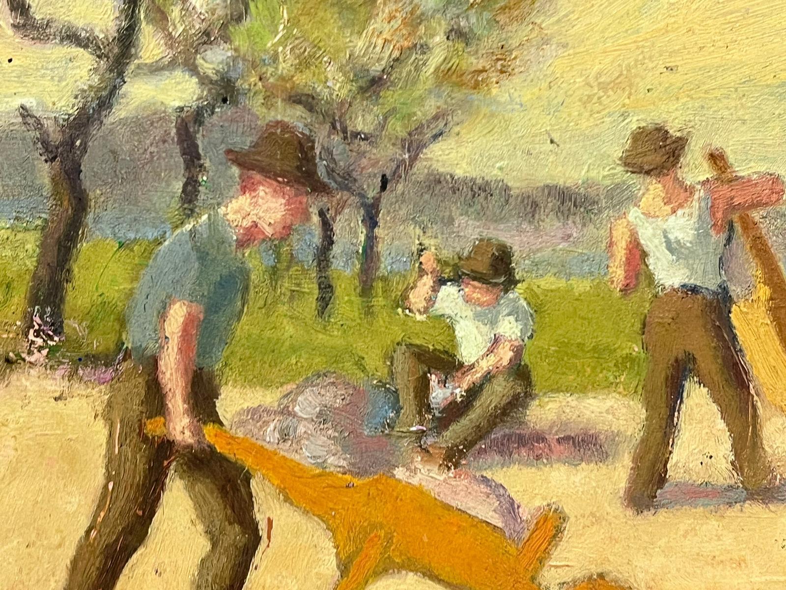 The Labourers
by Jacob Markiel (Polish 1911-2008)
oil on canvas , glued on board, unframed
board: 9 x 11 inches
provenance: private collection, Marseille
condition: a very few light surface scratches but overall good and sound condition

Jacob