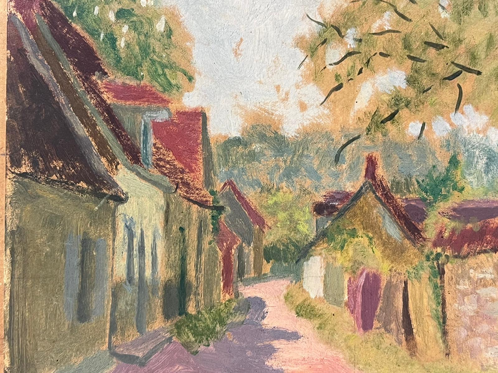 20th Century French Landscape Impressionist Scene Signed Oil Painting Village For Sale 2