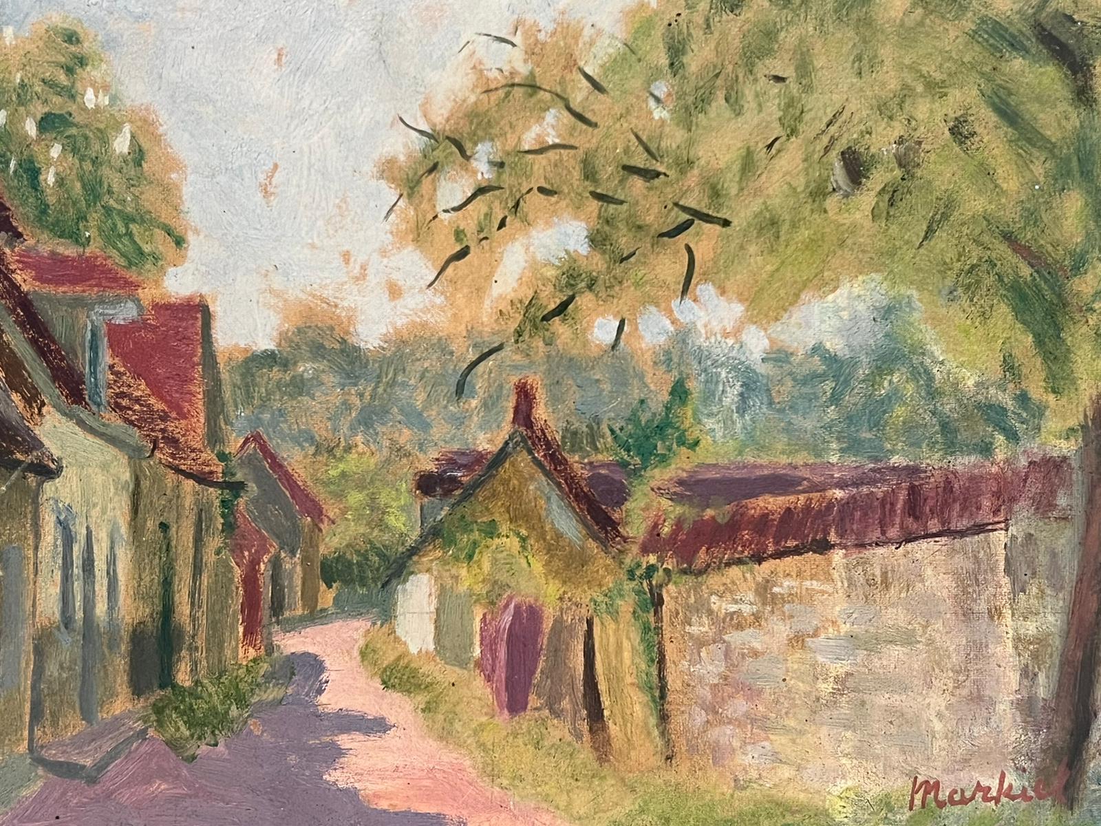 20th Century French Landscape Impressionist Scene Signed Oil Painting Village For Sale 3