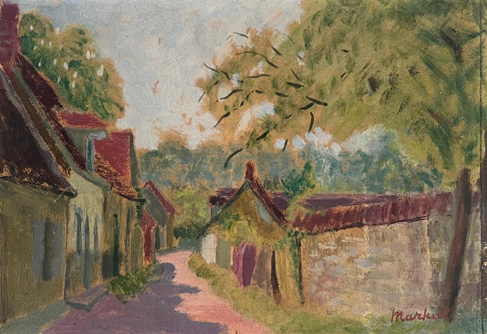 Jacob Markiel Landscape Painting - 20th Century French Landscape Impressionist Scene Signed Oil Painting Village