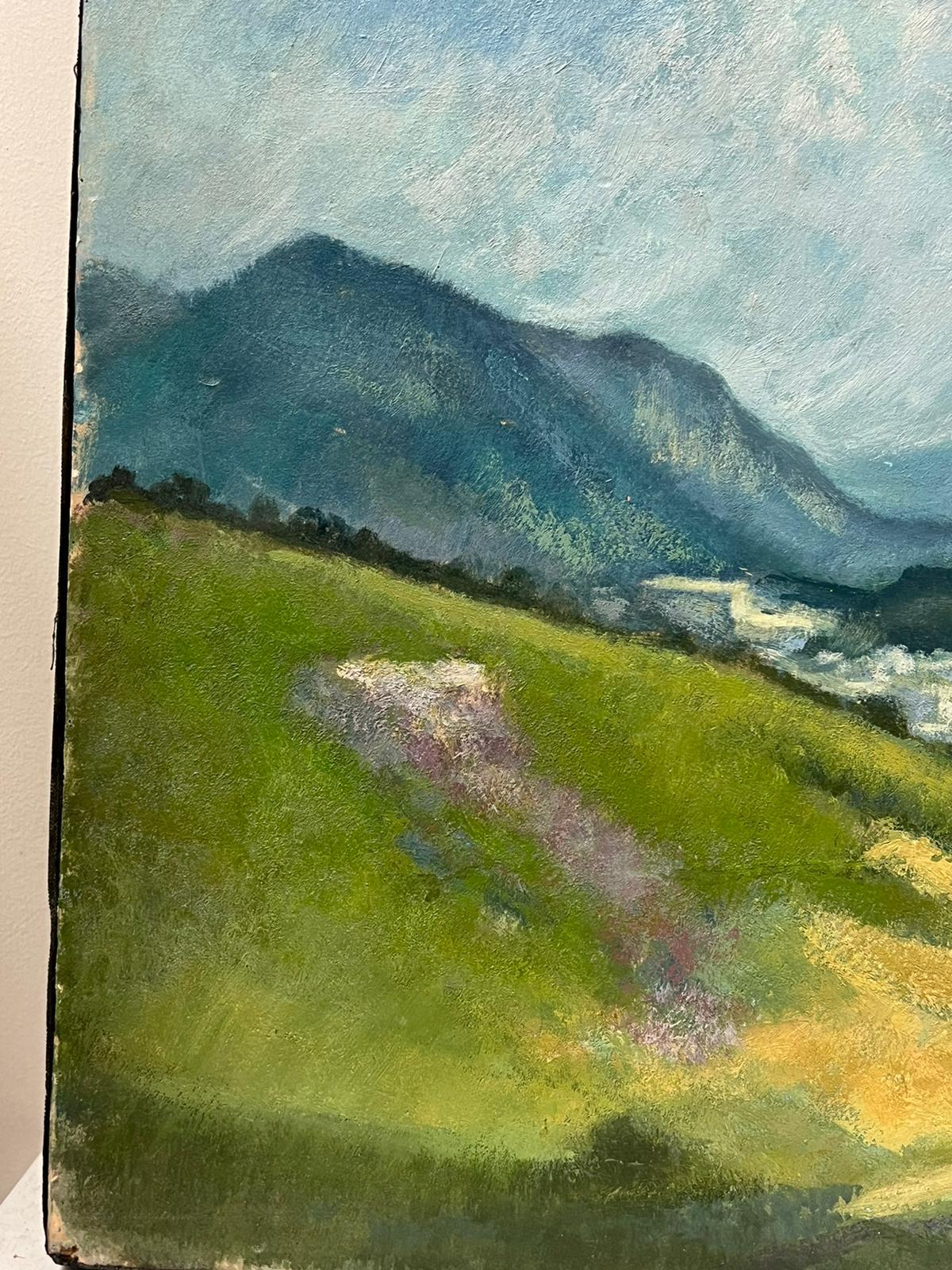 Olio Modernista Francese del 20° secolo Manosque Provence Paesaggio spazzato dal vento Campi - Painting Impressionismo di Jacob Markiel