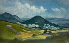 Französisches modernistisches Öl Manosque des 20. Jahrhunderts, Provence, Windwept-Landschaftsfelder, Öl