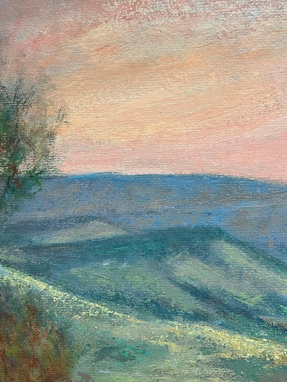 Hazy Sunset Fields
signed by Jacob Markiel (Polish 1911-2008) *See notes 
oil on board, unframed
canvas: 20 x 29 inches
provenance: the artists estate, south of France
condition: very good and sound condition

Jacob Markiel was born into a humble