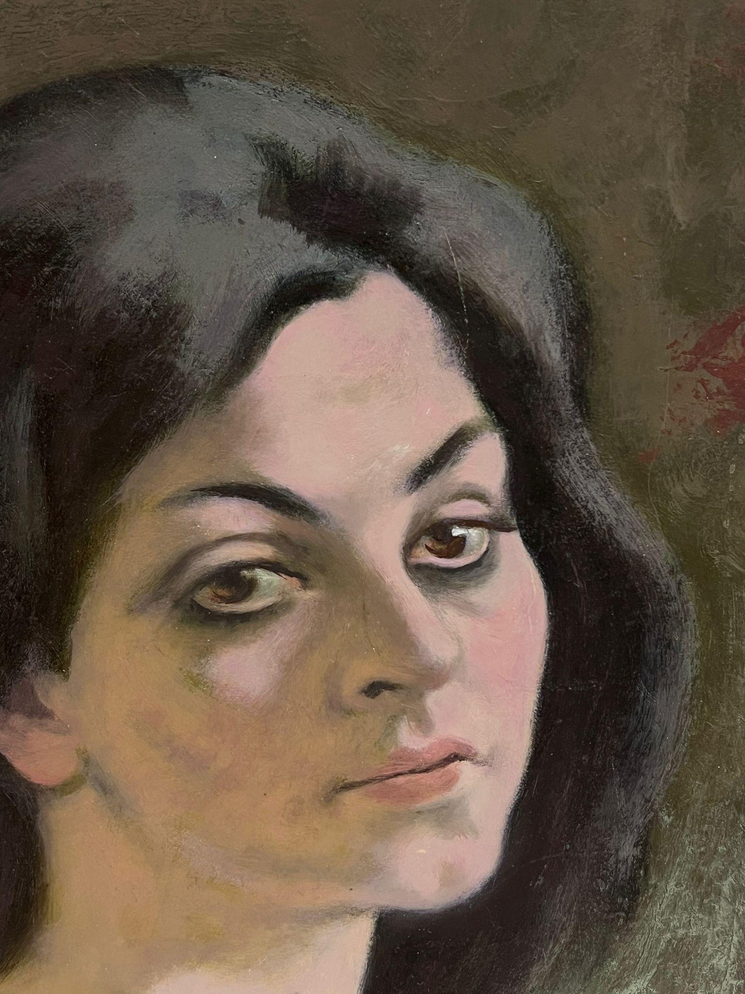 20th Century French Portrait of a Lady in Pensive Thought French/ Polish artist - Black Figurative Painting by Jacob Markiel