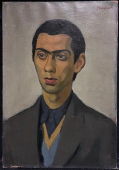 20th Century Portrait of Young Man Signed Oil on Canvas Polish Artist