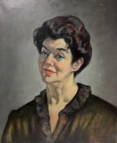 Großes französisches Porträt einer Dame des 20. Jahrhunderts, Ölgemälde auf Leinwand