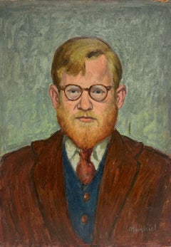 Mediados del siglo XX Retrato de hombre con gafas Artista francés/polaco