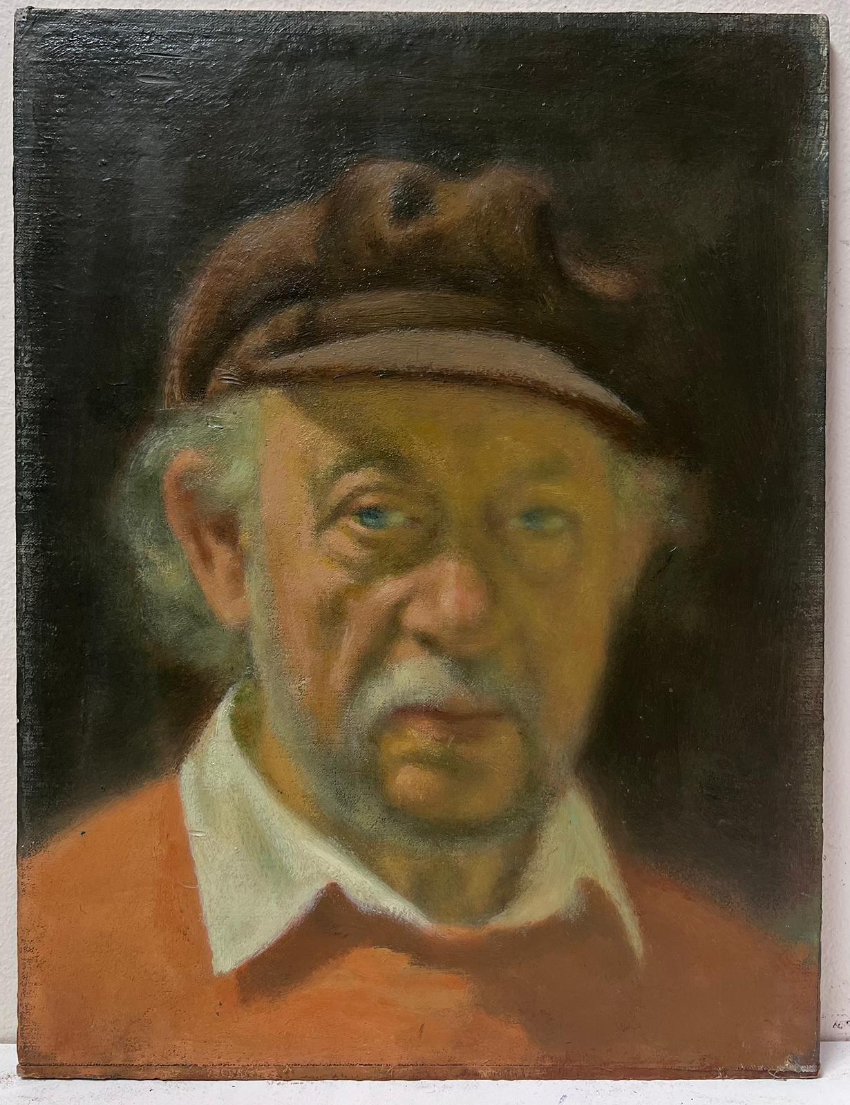 Jacob Markiel Portrait Painting - Self Portrait of the Artist 20th Century Portrait of Man in Fishermans Hat, oil