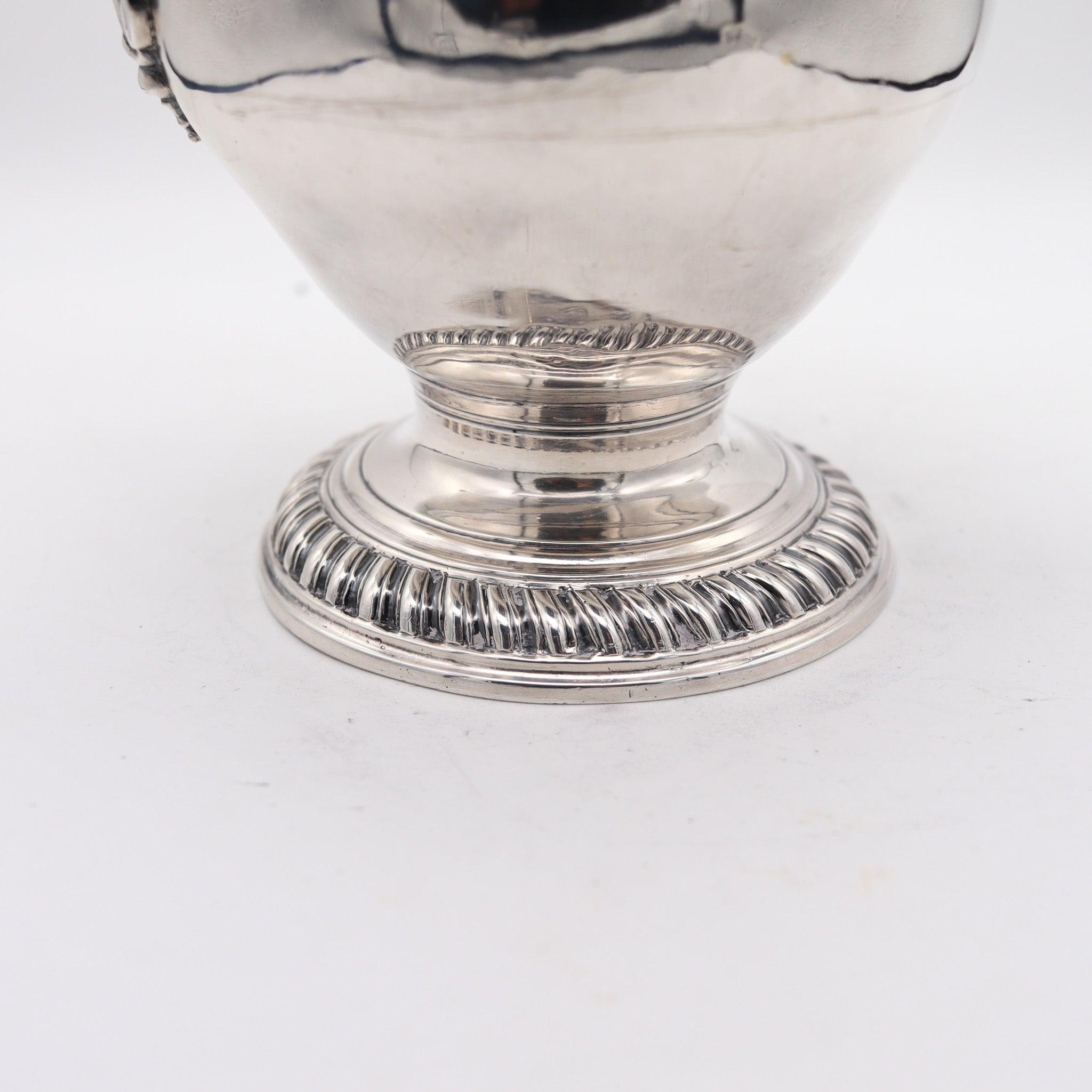JACOB MARSH Cafetera londinense de 1766 en plata de ley .925 y madera tallada Georgiano en venta