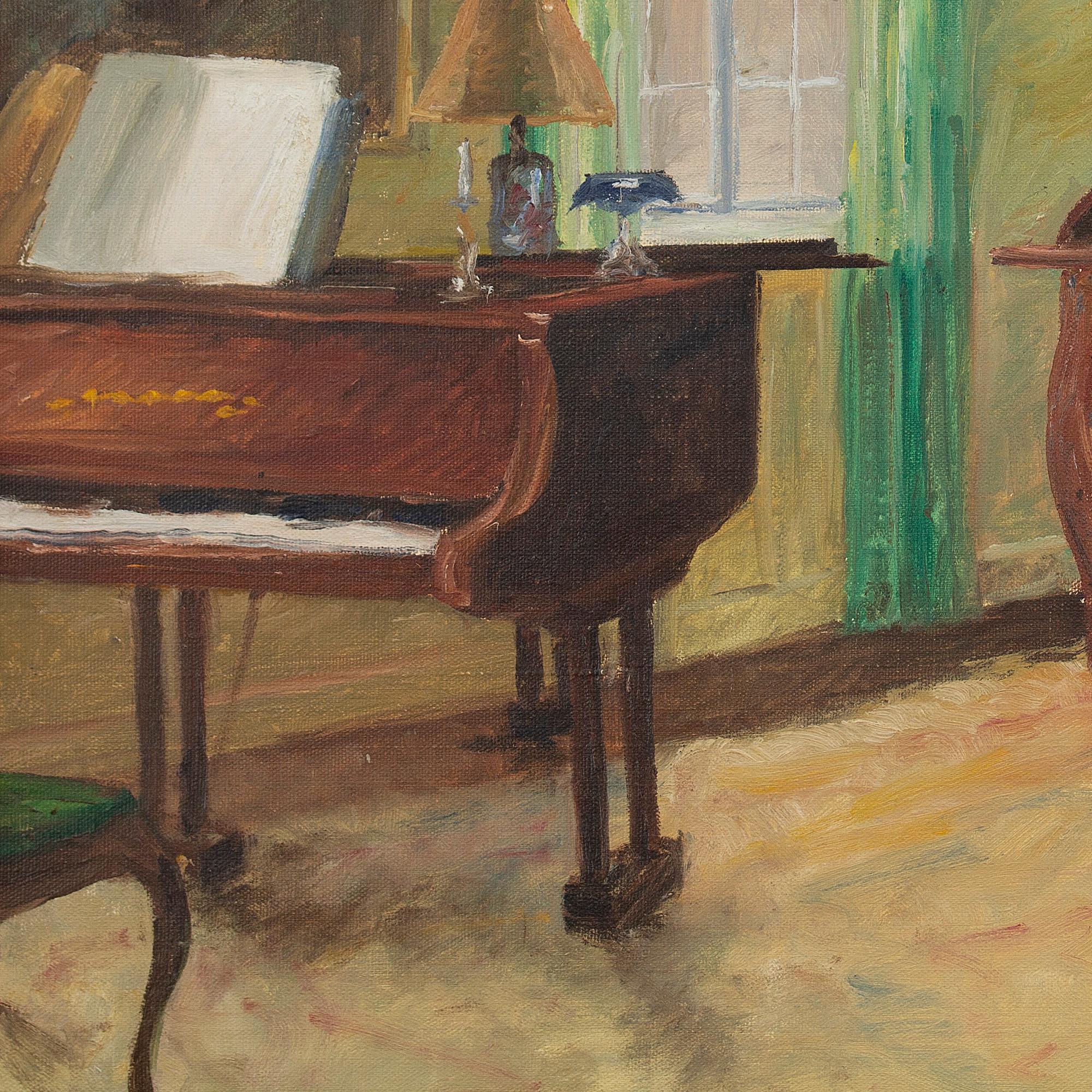 Jacob Meyer, Interior With Piano, Oil Painting 2