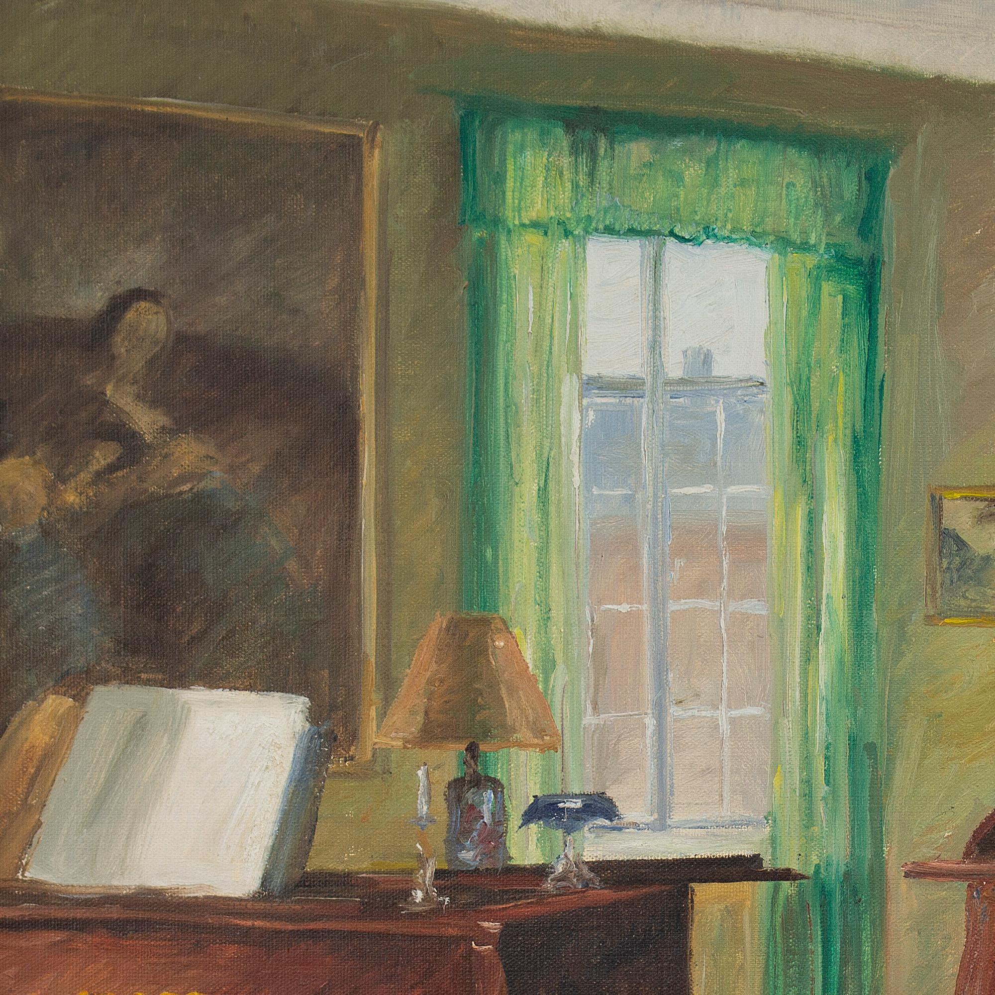 Jacob Meyer, Interior With Piano, Oil Painting 3