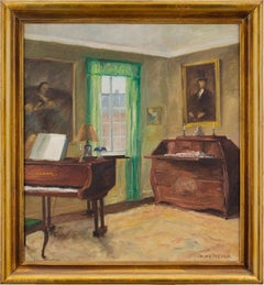 Jacob Meyer, Interior With Piano, Oil Painting