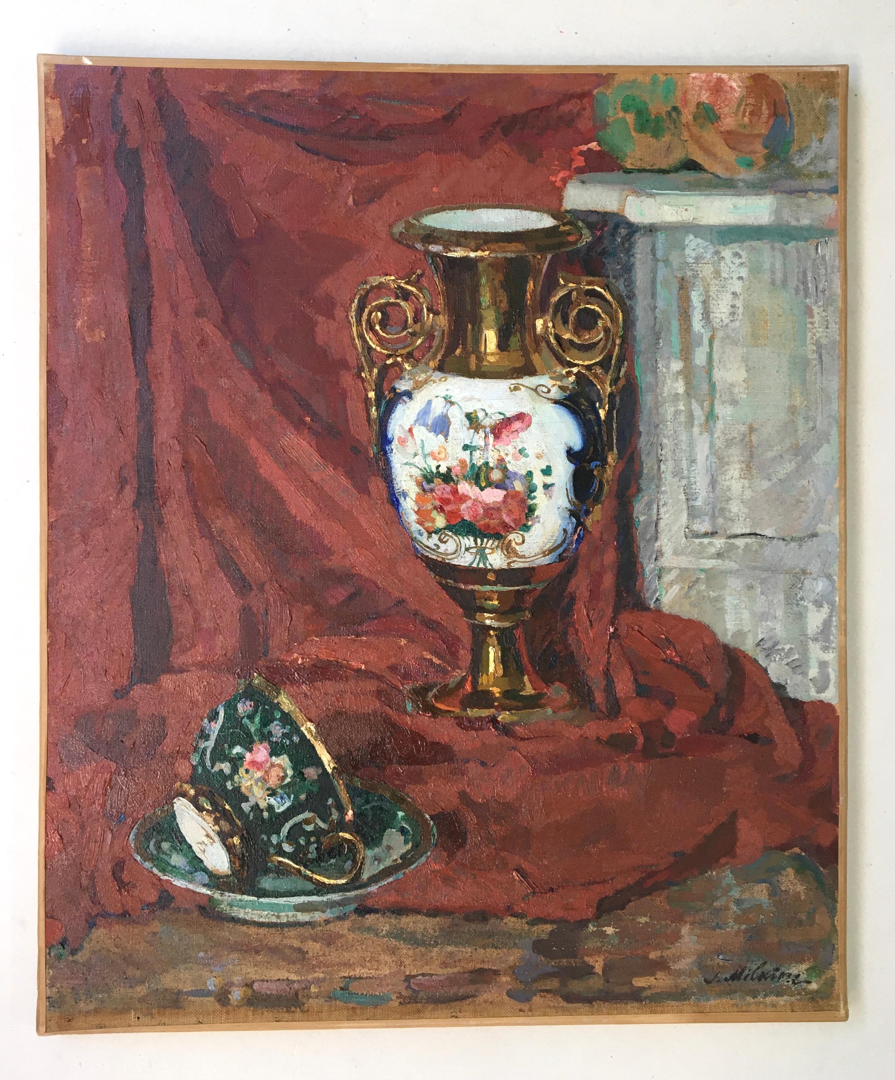 Still life, school of Paris, early twentieth - Painting by Jacob Milkin