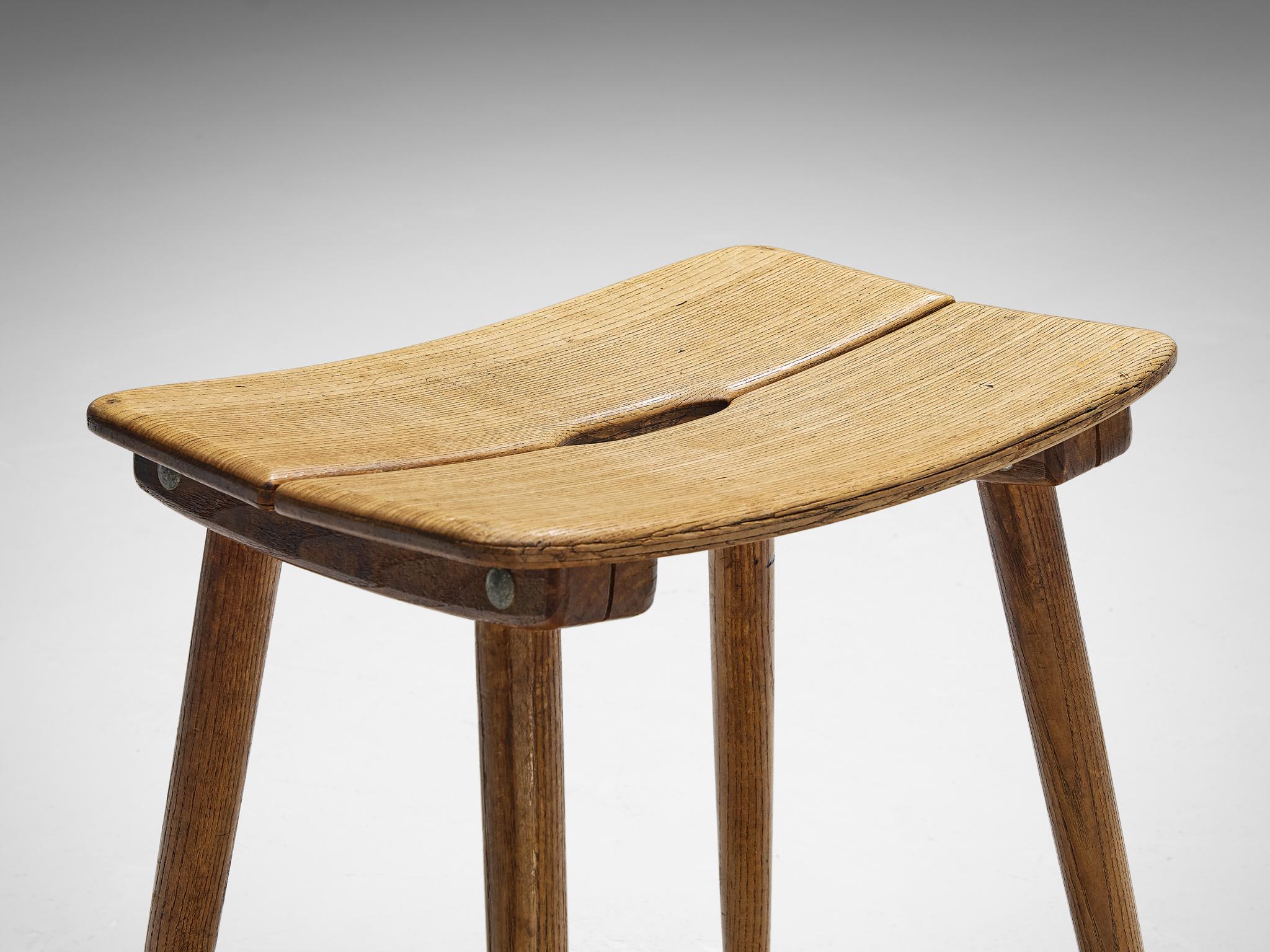 Mid-20th Century  Jacob Müller for Wohnhilfe Stool in Ash  For Sale