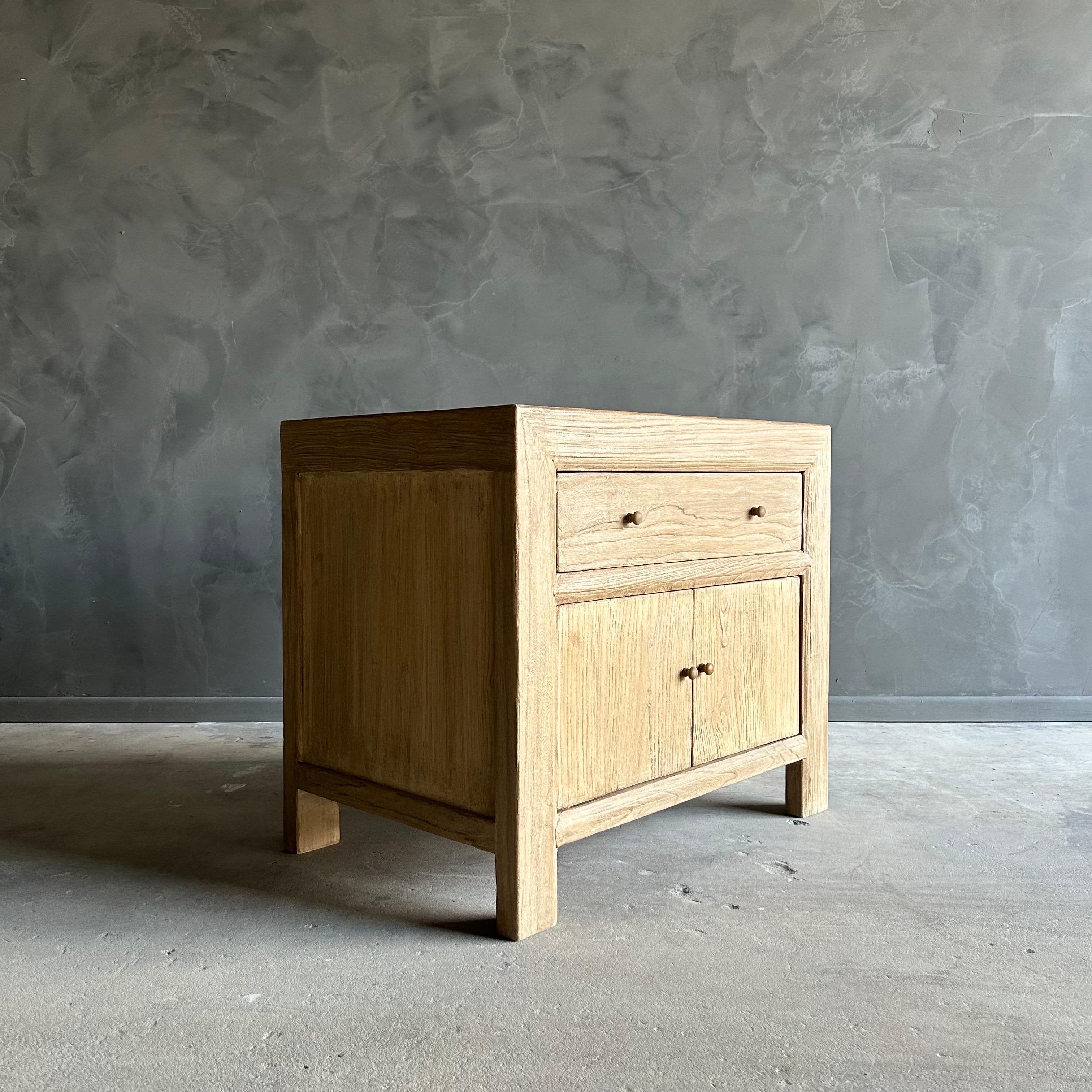 Organic Modern Jacob Nightstand in Natural Reclaimed Elm Wood For Sale