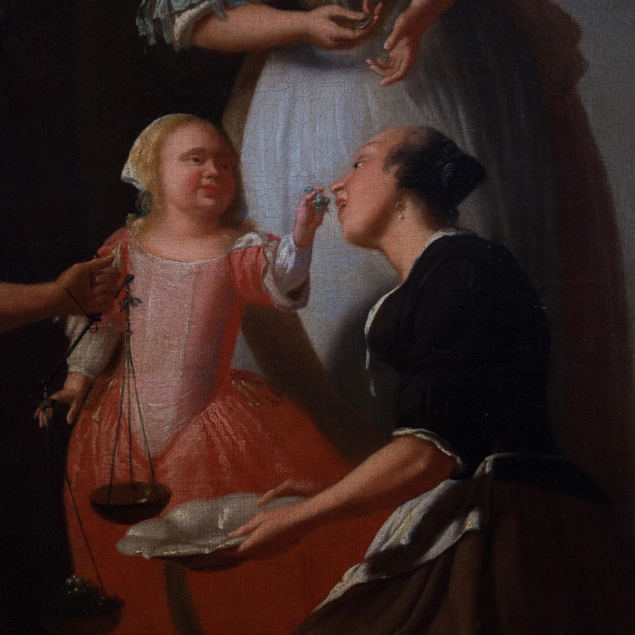The Grape Seller von Jacob Ochtervelt (Workshop), Öl auf Leinwand, Rahmen aus der Zeit der Traube im Angebot 6