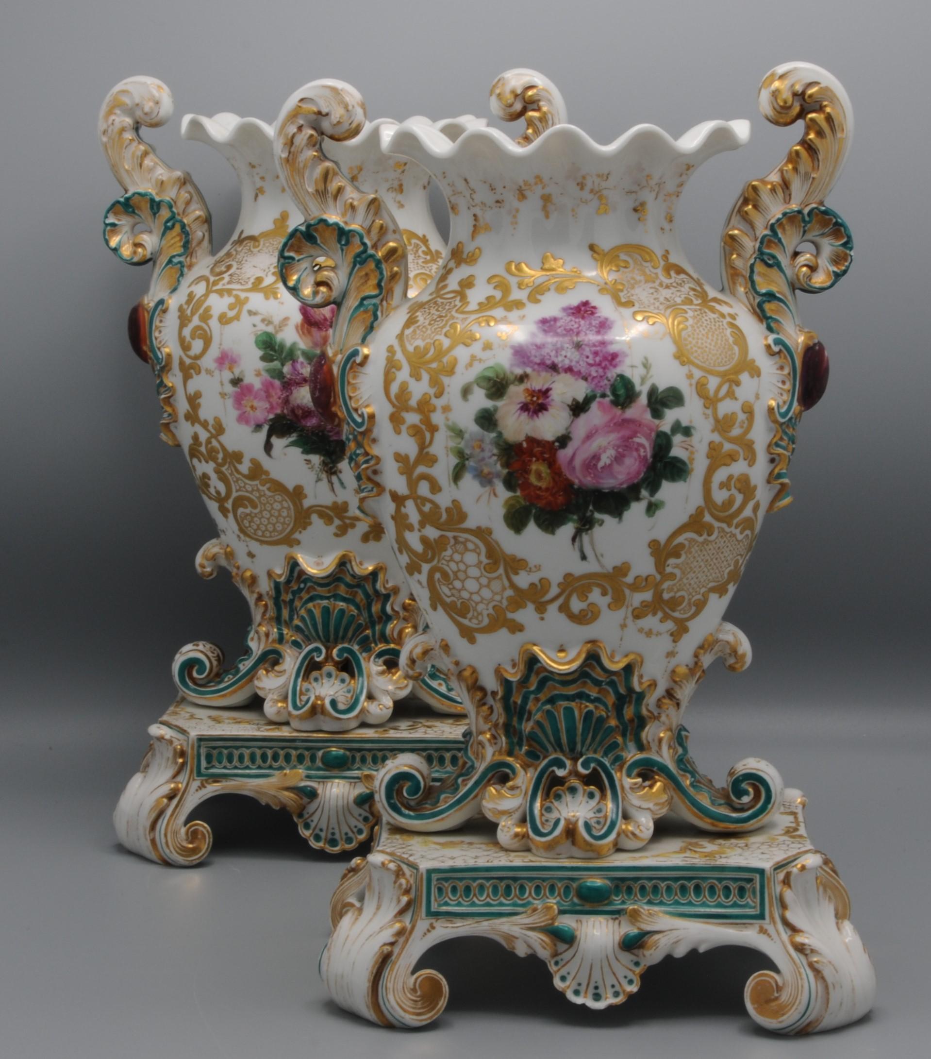Jacob Petit (1796-1868) - Pair of Rococo Revival Vases For Sale 4