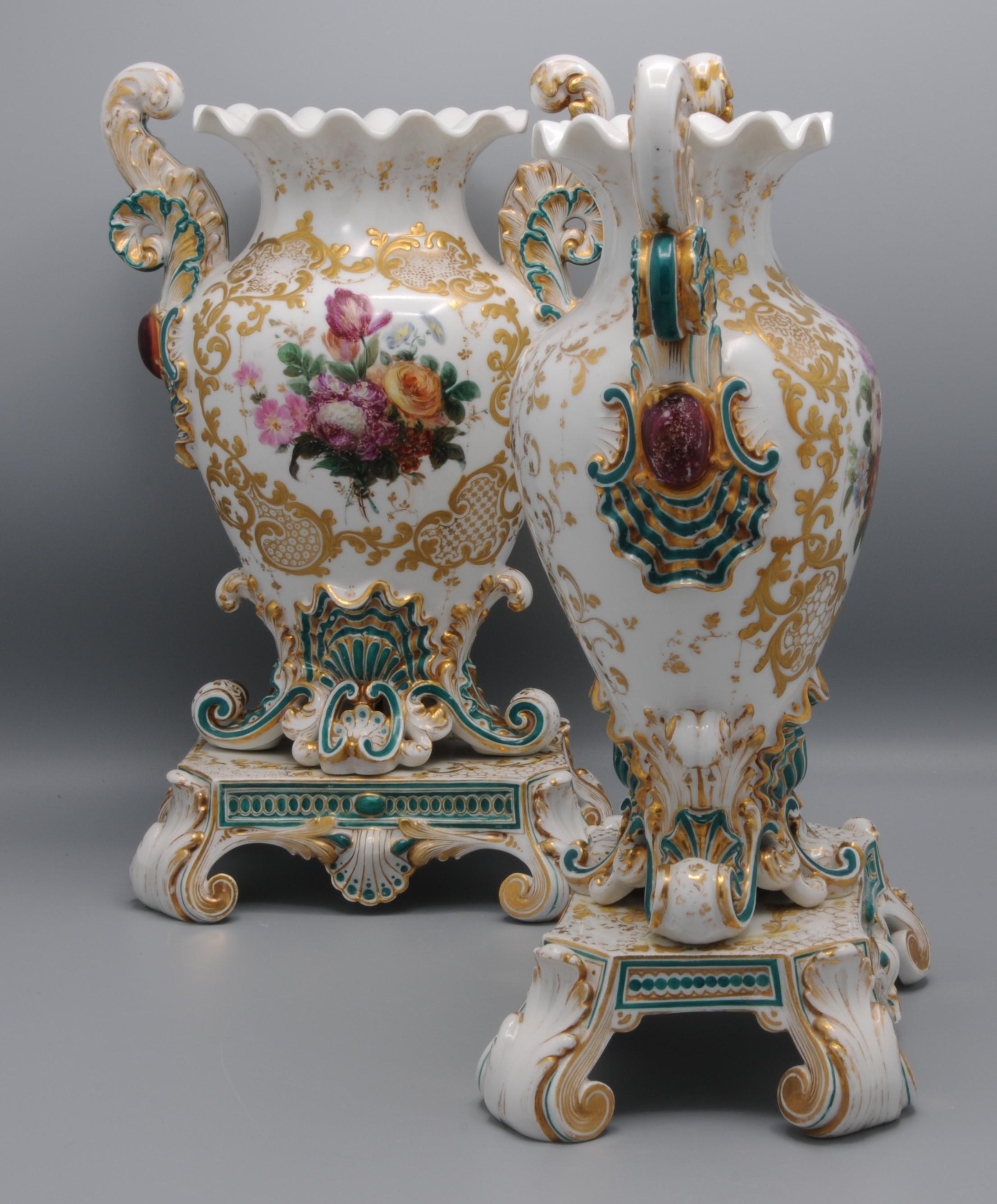 Jacob Petit (1796-1868) - Pair of Rococo Revival Vases For Sale 6