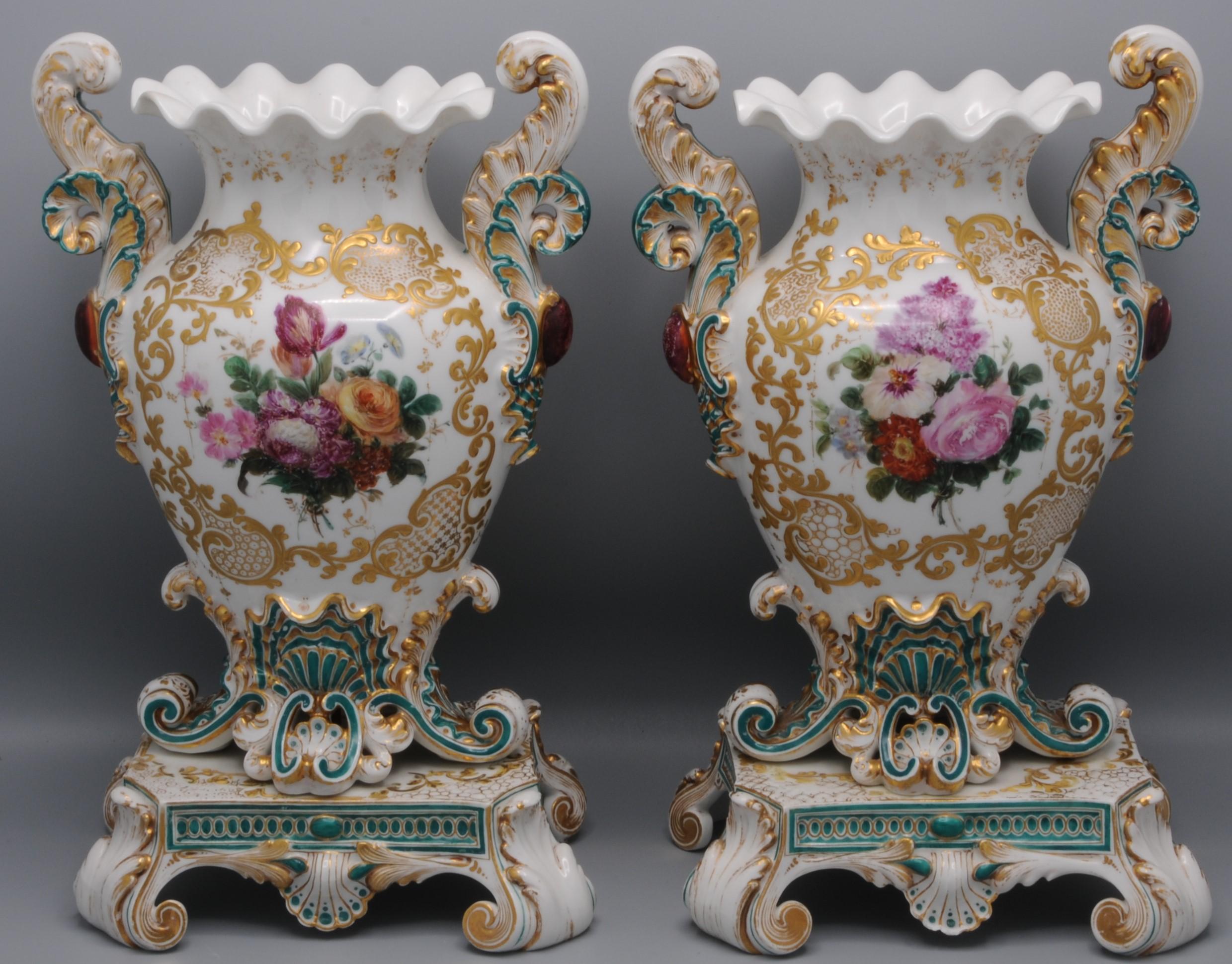 Jacob Petit (1796-1868) - Pair of Rococo Revival Vases For Sale 8
