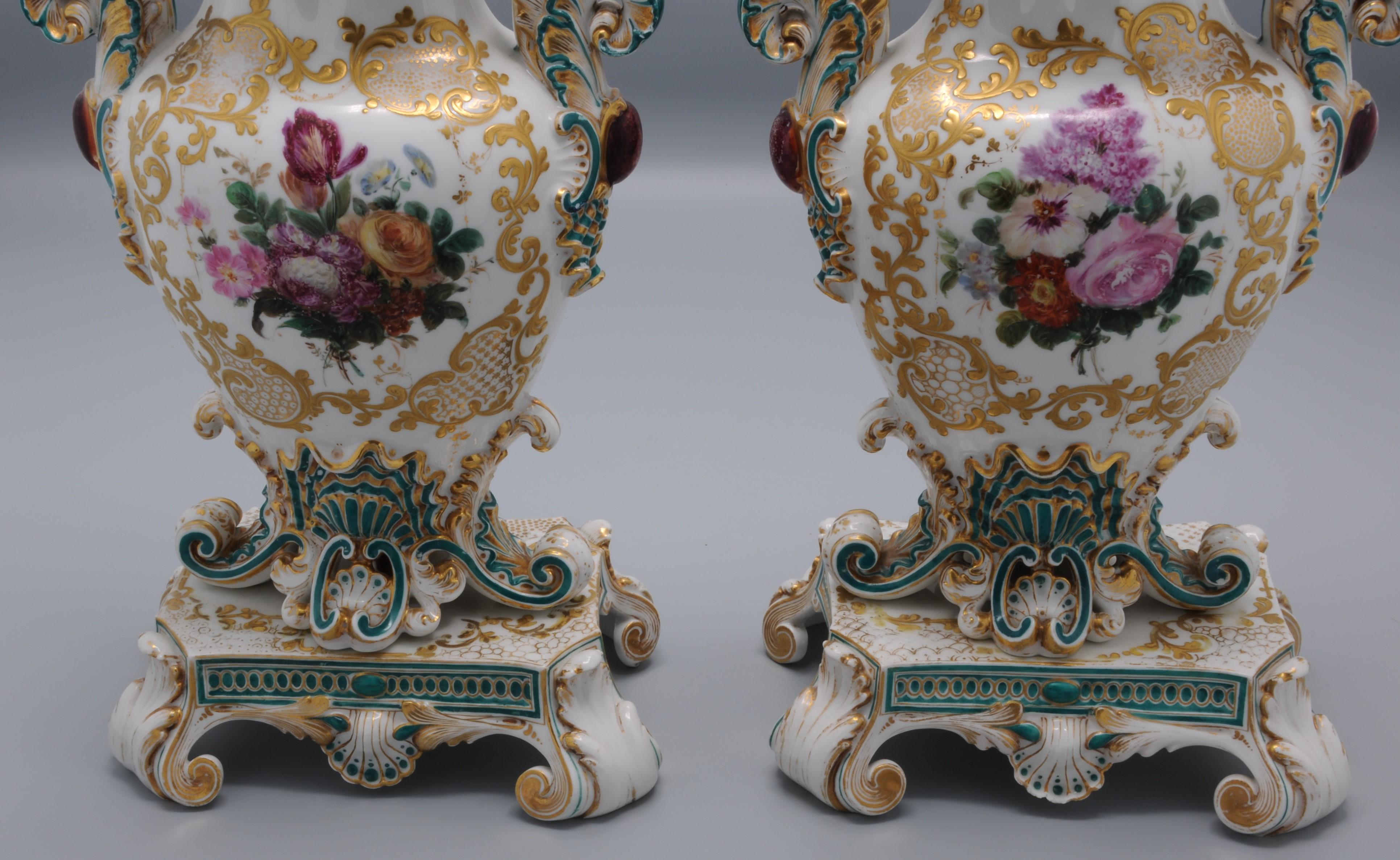 Jacob Petit (1796-1868) - Pair of Rococo Revival Vases For Sale 9