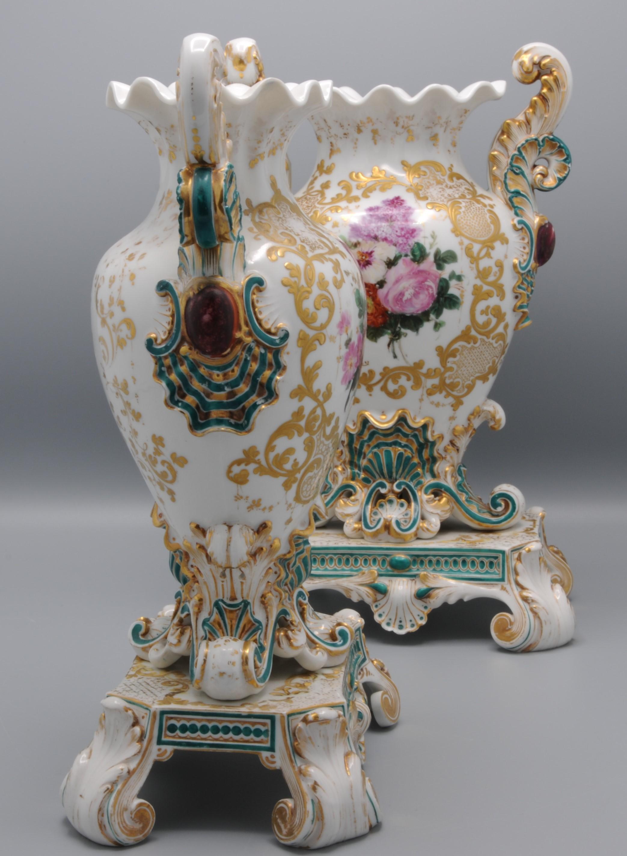 19th Century Jacob Petit (1796-1868) - Pair of Rococo Revival Vases For Sale