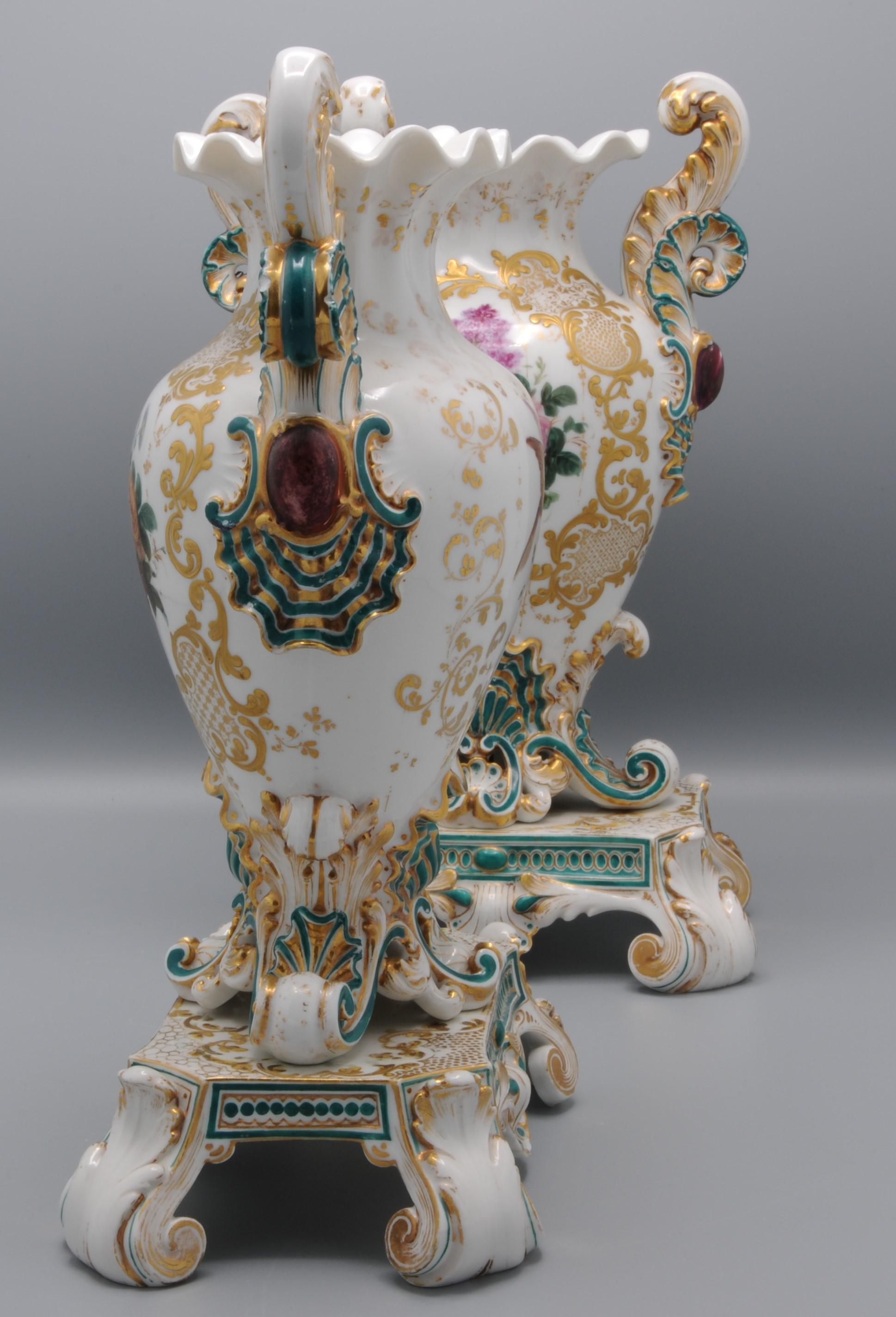 Jacob Petit (1796-1868) - Pair of Rococo Revival Vases For Sale 1