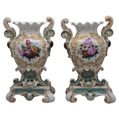 Antique Jacob Petit (1796-1868) - Pair of Rococo Revival Vases