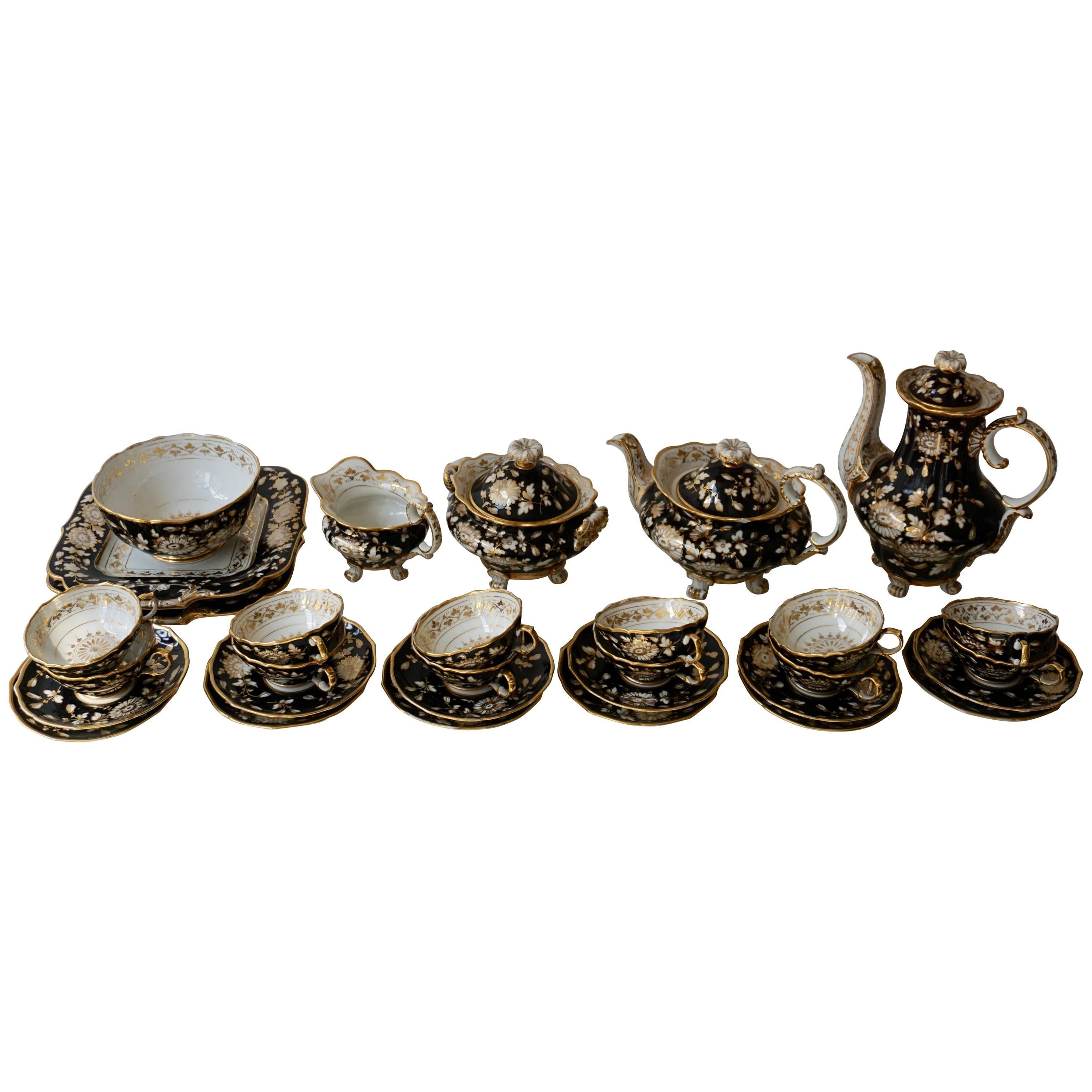 Jacob Petit Paris Gilded Porcelain Tea Service for 12